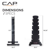 CAP 210 LB Rubber Coated Hex Dumbbell Hand Weight Set with Vertical Black Rack | Chrome Handles