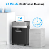 14-Sheet Paper Shredder for Home Office, Heavy Duty Cross Cut Shredder with 5.3 Gal Pullout Bin