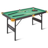 4.5Ft Foldable Pool Table, 54" Portable Folding Billiard Table for Kids and Adults, Indoor Pool Arcade Game Table with 2 Cues, 16 Balls, Triangle, 2 Chalks for Family Game Rooms (Green)