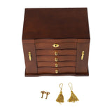 LOYALHEARTDY Large Wooden Jewelry Box Drawer 5 Layers+2 Swing-Out Cabinets, Jewelry Case Cabinet with Mirror and Lock Ring Necklacel Earrling Bracelet Organizer Storage Display Box
