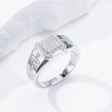 Oseew Round Cut Moissanite Rings Wedding for men Hip Hop Iced Out Luxury Men's Moissanite Ring sterling silver/ 10k 14k 18k gold Cross Design (white gold)