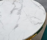 Maotifeys White Marble Dining Table for 4-6, Luxury 45" Round Faux Marble Kitchen Table for 4 Modern Circle Dining Room Tables with Classic American Style Gold Stainless Steel Base