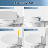 Huttdmel Raised Elongated Toilet Seat 18.5'' for Seniors – Soft Close, Quick Release & Connect, Sturdy PP Material, Won’t Loosen, Ideal for Elderly & Limited Mobility, White