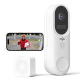 Hiseeu Doorbell Camera Wireless,Live View with Two-Way Talk,2K HD,Night Vision, 150° Wide View,Smart Human Detection,IP65 Waterproof,2.4G & 5GHz WiFi,Works with Alexa（No SD Slot ，Paid Cloud Storage）