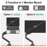 PRO Laptop Arm Mount for Desk, 2 in 1 Function Monitor Laptop Stand, Fits Max 17" Notebook and 32" Computer Screen