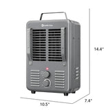 Comfort Zone Electric Portable Milkhouse Style Utility Space Heater with Adjustable Thermostat, Overheat Protection, and Safety Tip-Over Switch, Ideal for Garage or Greenhouse, 1,500W, CZ798