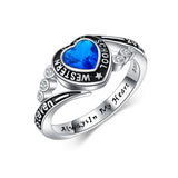 Oseew 2027 Heart Shaped Birthstone Class Ring for Men Women