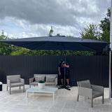 PURPLE LEAF Patio Cantilever Umbrella 10' x 13' Large Space for Pool Grey