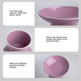 KITCHENLESTAR Ceramic Elevated Cat Bowls - 6.2 Inch Extra Wide Raised Cat Food and Water Bowl Set for Indoor Cats, Whisker-Friendly Ceramic Cat Dish for Elder Big Cats & Small Dogs,Dark Purple,2 Pack
