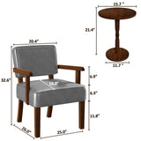 FAGAGA Accent Chairs Set of 2, 2 Solid Wood Armchairs with Side Table