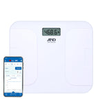A&D Medical Digital Body Weight Scale, UC-356BLE Bluetooth Bathroom Weight Machine, UltraWide Platform and Large Display, Syncs with A&D App,550lb (249kg), Batteries Included, White
