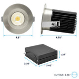 LUXRITE 4 Inch Recessed Light, Regressed Canless LED Spotlight, 5CCT 2700K-5000K, CRI90, 22W, 1700 Lumens High Output, 38º, Interchangeable Round Brushed Nickel Trim, Dimmable, IC & Wet (4 Pack)