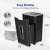 Paper Shredder for Home Office, 60 Sheets Auto Feed, 2.4m/min Shredding, 55dB Super Quiet, P-4 Cross Cut Shredders with 5.8 Gallons Bin Shreds CD, Credit Card Wingwise