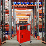 AVJ42C-RD Steel AV Cart with Adjustable Height and Storage Cabinet, Multipurpose Utility Cart