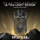 ATTACK SHARK R5 Ultra Carbon Fiber Wireless Gaming Mouse,39g Superlight Hollowed-Out,PAW3950MAX Optical Sensor Nordic 52840 MCU 8K Polling 42K DPI,Tri-Mode Programmable Mice with Coiled Cable-Black