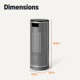 Amazon Basics Space Heater for Indoor Use with PTC Ceramic Technology, 1500W, Remote Control, 70° Oscillation, Digital Controls, 16-inch, Grey