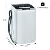 COSTWAY Portable Washing Machine, 2-in-1 Laundry Washer and Spin Combo with 10 Programs, 8.8lbs Capacity, Drain Pump and LED Display, Full Automatic Washer for Apartment, RVs, Dorm, Grey