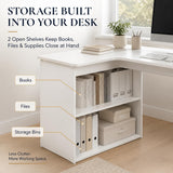 WOOOFA L Shaped Desk with Storage, Corner Computer Desk with Open Shelves