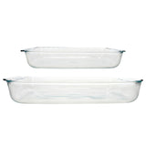 Pyrex Basics Clear Glass Oblong Baking Dish Set, 2-Piece Value Pack (3-Quart & 2-Quart) - Oven, Microwave and Dishwasher Safe, Perfect for Casseroles, Deserts, Food Preparations and so much More - Made in USA