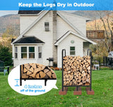 Tikimilor 2.8ft Firewood Rack Holder, Adjustable Heavy Duty Fire Log Stacker Stand for Fireplace, Outdoor Indoor Metal Wood Pile Storage Organizer, Patio Logs Stand tool, Black