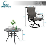MFSTUDIO 5 PCS Patio Dining Set, 38'' Round Table & Swivel Mesh Chairs