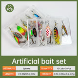 TB Tbuymax Fishing Spinner Baits for Freshwater and Saltwater, 10pcs Rooster Tail Fishing Lures & Spinning Spoons, Hard Metal Baits for Bass Trout Salmon with 2 Tackle Boxes