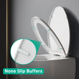 PUKANIUM Toilet Seat Elongated, Toilet Seats with Cover Quiet Close, Never Loosen Bumpers, Easy Removing and Cleaning, White, 18.5"L x 14"W