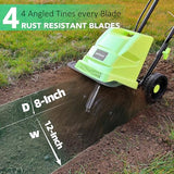 LOVTILLER 12 Inch Small Electric Corded Garden Tiller Cultivator 15 AMP Power Rototiller for Gardening with Adjustable Wheels