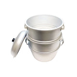 TrueCraftware- 13" x 19-1/2" Aluminum 3 Tier Steamer Set 1/8” hole size- Steamer for Cooking Pot Food Steam Pots with Lid for Cooking Vegetables Seafood Soups Stews and Pasta