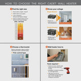 Cadet Com-Pak Electric Wall Heater Complete Unit with Thermostat (Model: CSC151TW, Part: 67509), 5120 BTU, 120 Volt, 1500 Watt, White