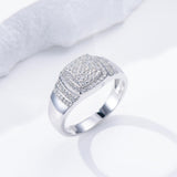 Oseew Custom Round Cut Moissanite Rings Wedding for men Hip Hop Iced Out Luxury Men's Moissanite Ring sterling silver/ 10k 14k 18k gold square frame(white gold)