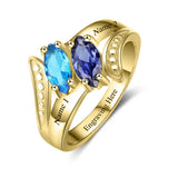 Oseew Mother and daughter ring for Mother's day Christmas Day 14k gold mom ring Engraving 2 names 10K Gold mother's ring custom 2 names