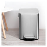 Silver Metal Step Trash Can - Stylish Pedal Bin with Lid for Kitchen Outdoor Patios & Office - Durable Recycling Bin for Home & Entertaining Use