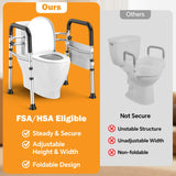 Toilet Safety Rails for Seniors, Adjustable Height & Width Toilet Safety Frame with Handles (350LB Capacity), Elderly Assistance Products for Handicapped, Foldable Toilet Bars Fits Any Toilet