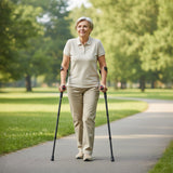 PEPE Mobility Folding Crutches for Adults (x2 Units), Open Cuff, Adjustable Height, Aluminium, Orthopaedic, Elbow Crutches Women and Men, Black
