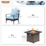 Sophia & William Metal Patio Furniture Set with Fire Pit Table, 5 Pieces