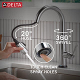 Delta Essa Touchless Kitchen Faucet with Touch Technology, Brushed Nickel Kitchen Sink Faucet with Pull Down Sprayer, Single Hole, Arctic Stainless 9113TL-AR-DST