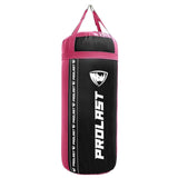 PROLAST 4 Ft 135 Lb XL Heavy Punching Boxing Bag for Adults, MMA, Martial Arts, Muay Thai, Kicking, Strength Training Equipment, Unfilled, New Edition Logo, Black and Pink