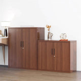 b89PvQuQt Office Cabinet 0.8MM Steel File Cabinet Office Data with Lock Storage Short Imitation Wood Grain Bookcase(Large)