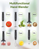 Immersion Blender Handheld Hand Blender, 1000W 5 in 1 Hand Mixer Stick, BPA-Free 12 Speed Handheld Blender 304 Stainless