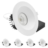 LUXRITE 6 Inch LED Recessed Light, Regressed Spotlight with Round White Interchangeable Trim, 22W, 1800LM, 5CCT 2700K–5000K, 60° Beam, Dimmable, Twist-N-Lock, CRI90, Wet & IC Rated, ETL (4 Pack)