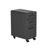Vari Slim File Cabinet - Three Drawer Office Filing Cabinet, Modern Mobile Pedestal with Heavy-Duty Steel - Lockable Storage with Roll-and-Lock Caster Wheels