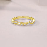 Oseew 0.25 carat Petite Twisted Vine Lab Grown Diamond Engagement Ring Engraving Text Promise Ring (yellow gold) Stackable Bands and Wedding Rings