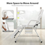 Jaxilyn Facial Bed Tattoo Chair with Two Trays Esthetician Beds Adjustable Folding Salon Bed with Hydraulic Stool Massage Chair for Professional Massage Facial Lash Beauty Treatment Spa White