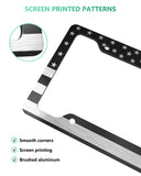 NJNYLLC American Flag License Plate Frame- Black Front Rear Patriotic USA ‌Car Tag Frames, 2 Pack Heavy Duty Brushed Aluminum Plastic Composite Holder with Screws Caps