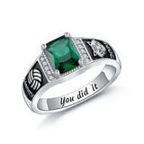 Oseew 2027 Men Gold Graduation Class Ring High School (White Gold)