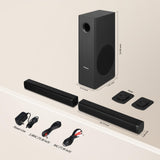 Elimavi Sound Bars for TV with Subwoofer - Detachable 2-in-1, 2.1 Deep Bass Surround Sound System, Bluetooth 5.3 & RCA, for TV, PC Gaming & Home Theater