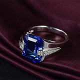 Oseew 8ct Sapphire Ring 10K/14K/18K Real Yellow Gold Emerald Cut Shape Gemstone Ring for Men Gemstone Ring for Engagement Fathers Day Wedding(Yellow Gold)