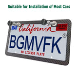 BGMVFK Black Carbon Fiber License Plate Frame- Rust Proof Aluminum Slim Car Tag Holder, Heavy Duty Plate Mount Kit- Screws, Caps Cover, Rattle Proof Pads, 2 Pack for Front & Rear