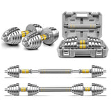 PHOEROS Adjustable Dumbbell Set - 44/66 LBS weights set, Dumbbell Barbell 3 in 1, Steel Dumbbells Pair with Connecting Rod for Adults Women Men Fitness Workout, Home Gym Exercise Training Equipment